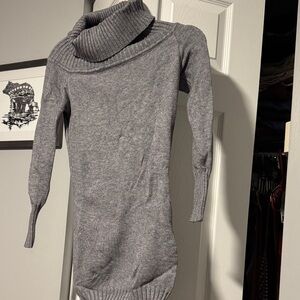 Lulus Day and Night super soft Elegant Heather Gray Cowl Neck Sweater dress